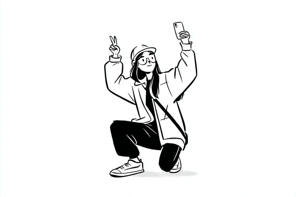 Notion-Style Black and White Character