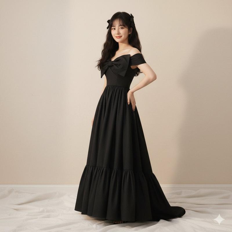 Zhao Lusi Black Bow Gown Editorial