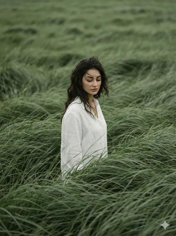Solitary Sage Grass Editorial Portrait