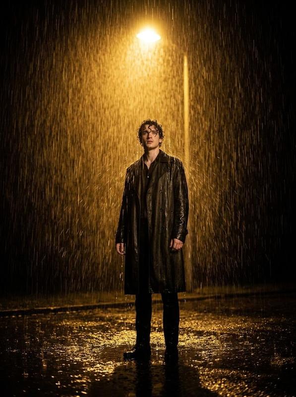 Streetlight Rain Night Cinematic Portrait