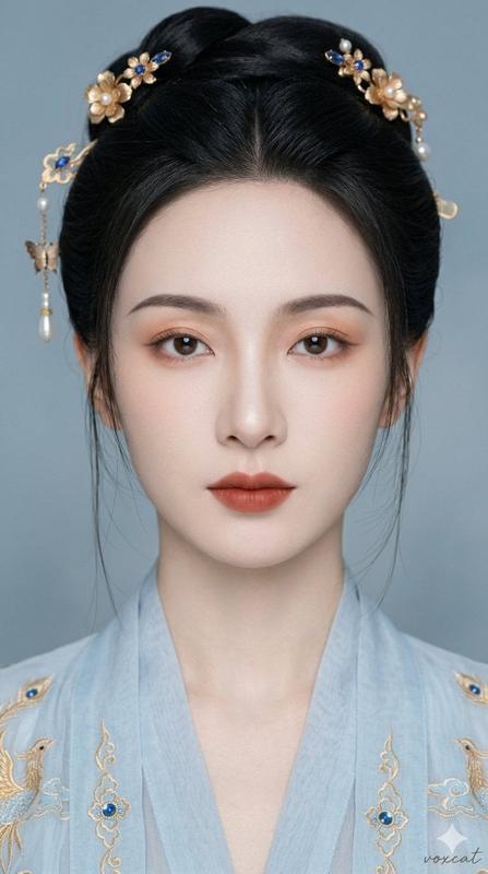 Elegant Ancient-Style Frontal Close-Up
