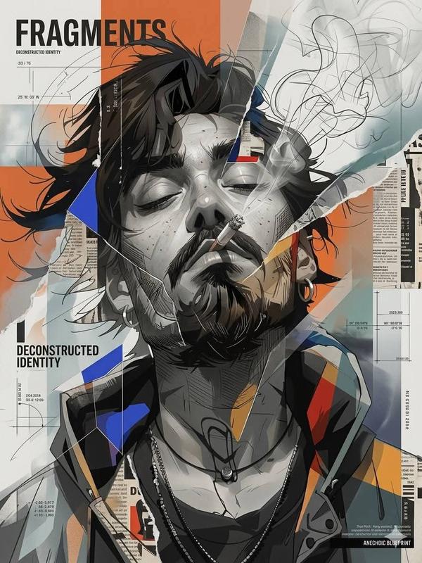 Futuristic Geometric Editorial Collage Portrait