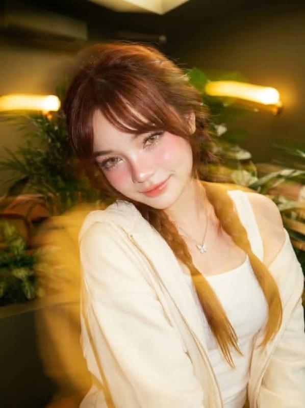 Soft Café Portrait with Tropical Plants
