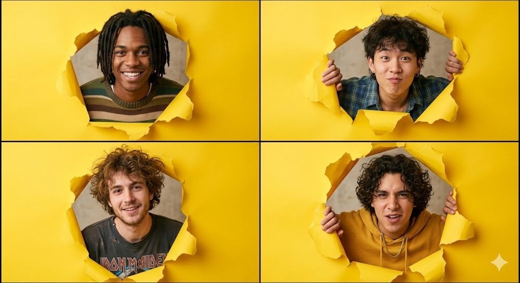 Yellow Paper Portrait Grid