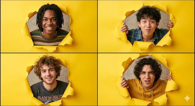 Yellow Paper Portrait Grid