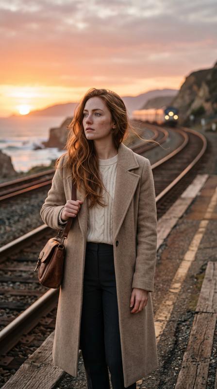 Sunset Railway Platform Fashion Portrait