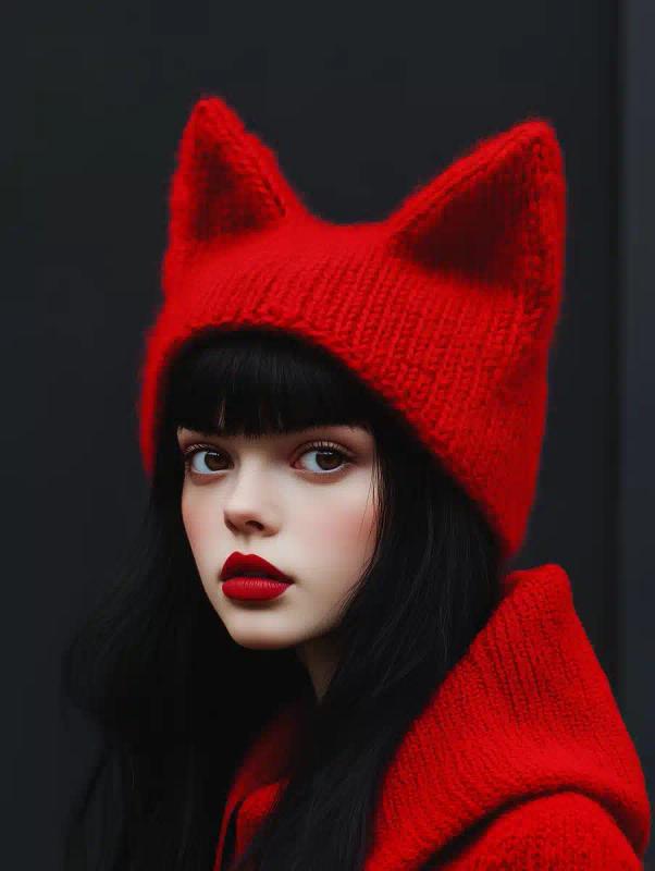 High Fashion Girl with Foxes