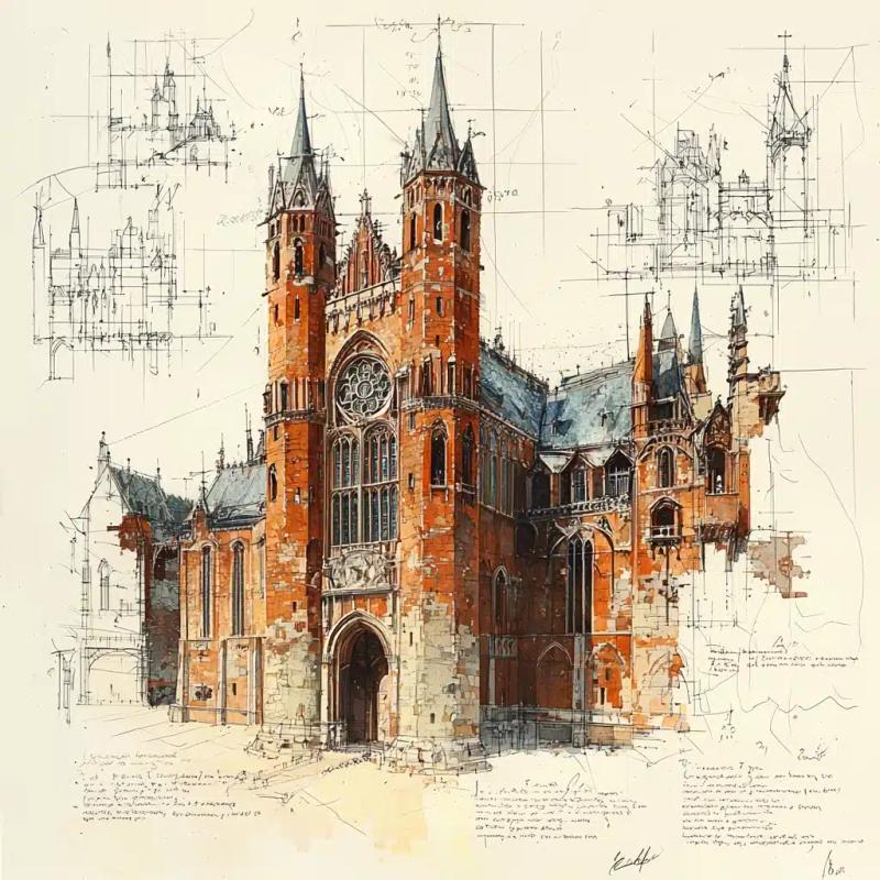 Gothic Castle Pencil Sketch