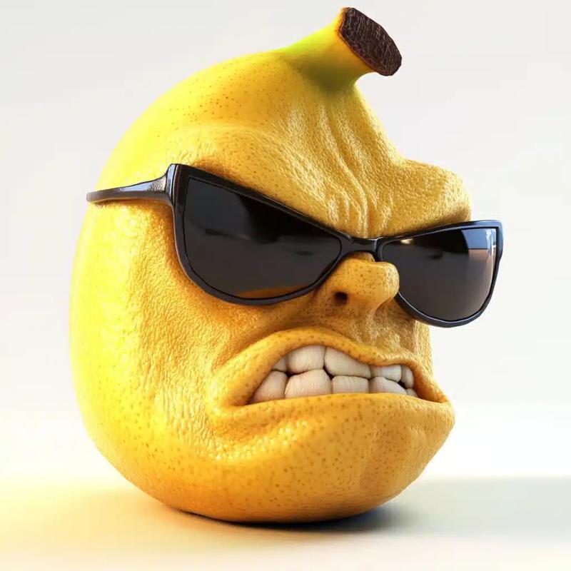 Low-Poly Angry Banana Face