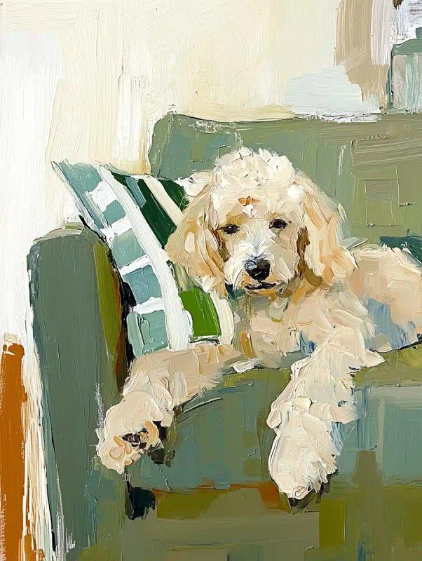 Beige Poodle on Sofa