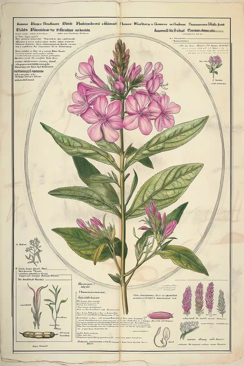 Vintage Botanical Fireweed Illustration
