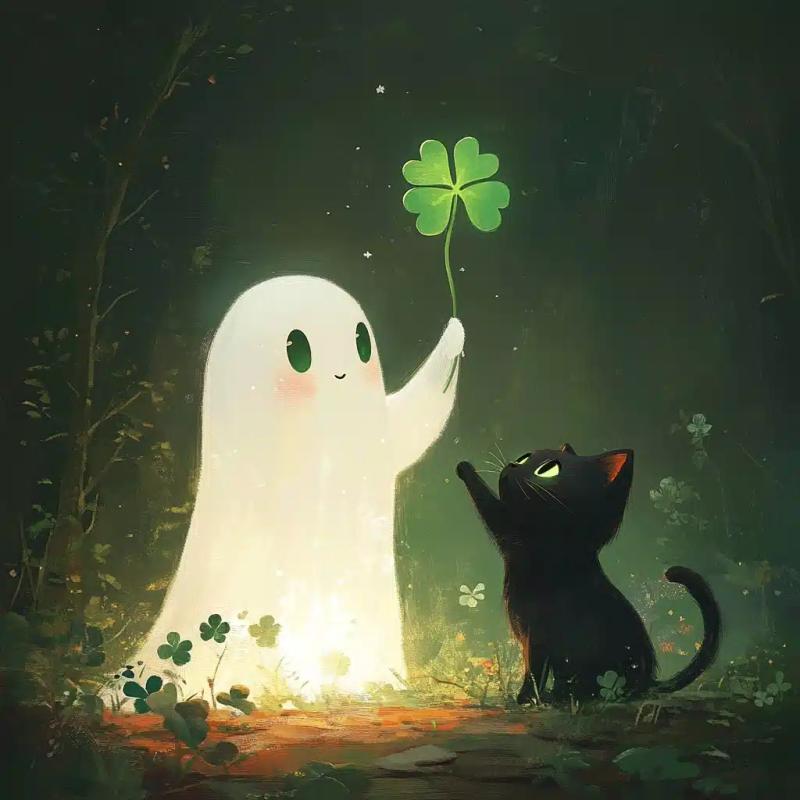 Cute Ghost and Cat