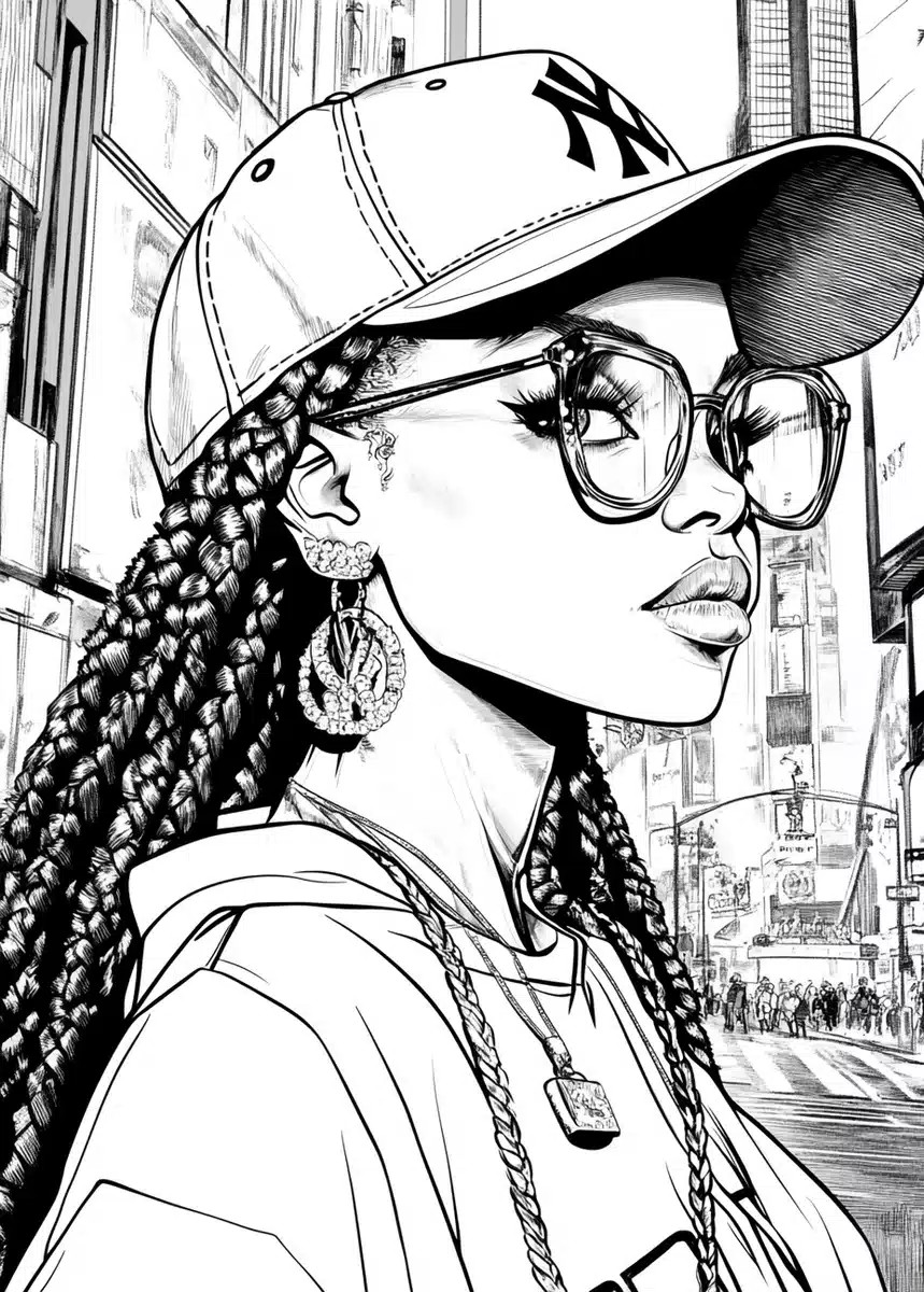 Toriyama-Style Woman in Times Square