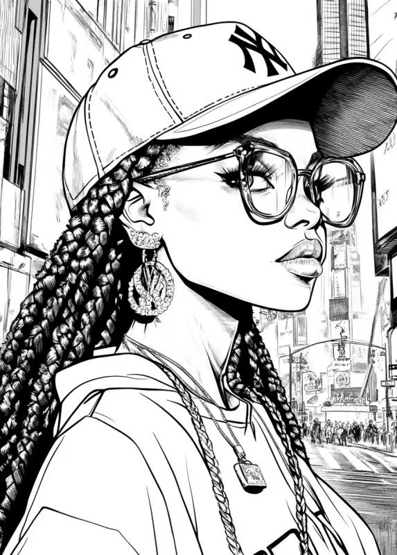 Toriyama-Style Woman in Times Square
