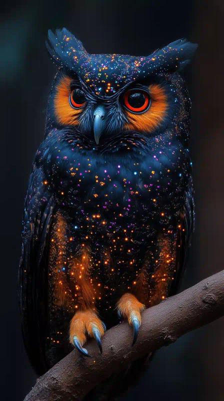 Black Owl with Sparkles
