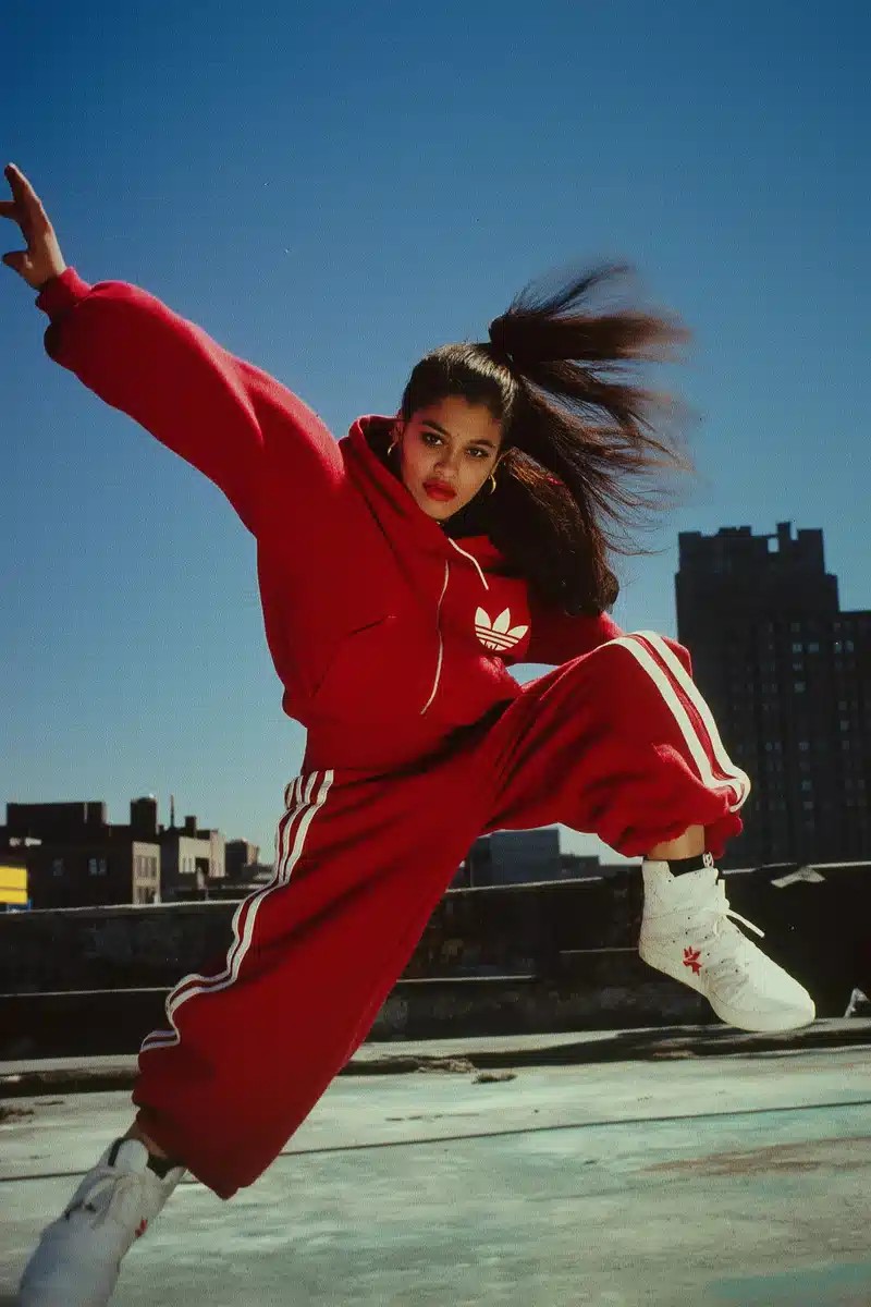 Latina Breakdancer in 80s Style