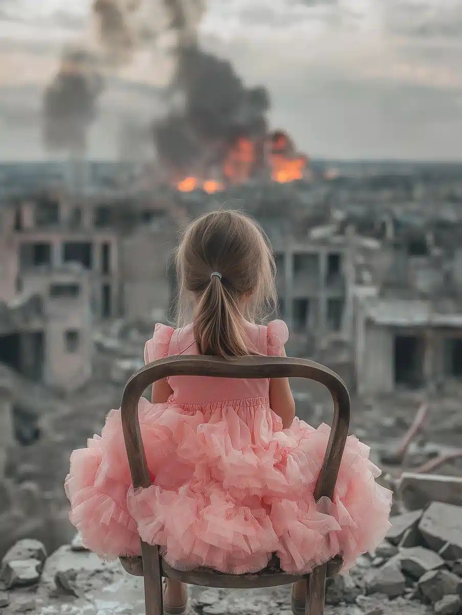 Child in Ruins Surreal Contrast