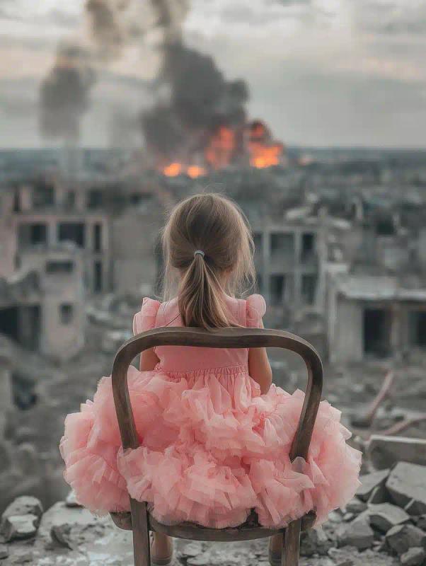 Child in Ruins Surreal Contrast