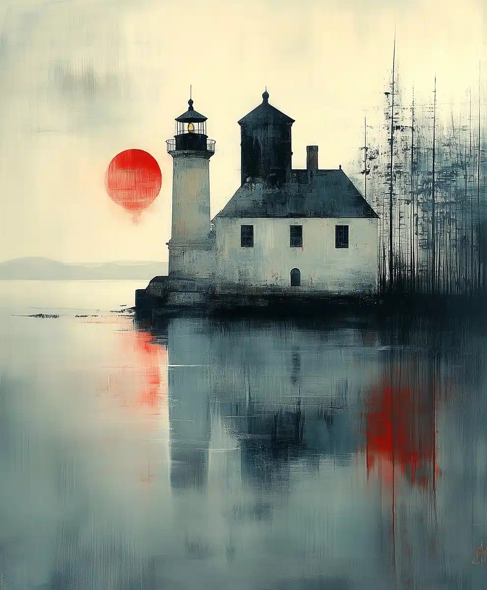 Stylised Ink Wash Lighthouse