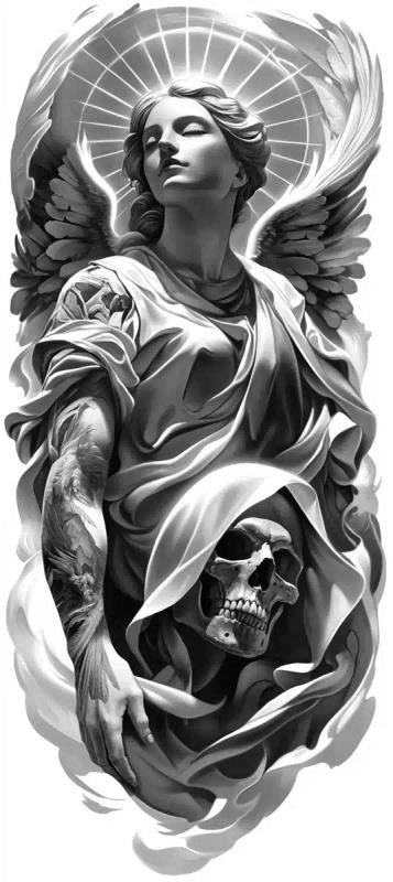 Angelic-Eerie Sleeve Tattoo Design
