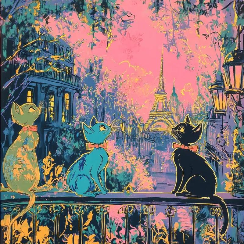 Neon Aristocats in Paris
