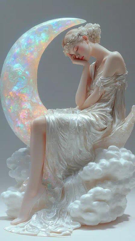 Chinese Woman on Crescent Moon