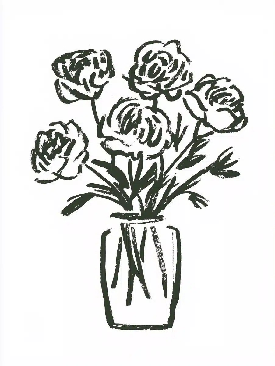 Whimsical Peonies in Vase