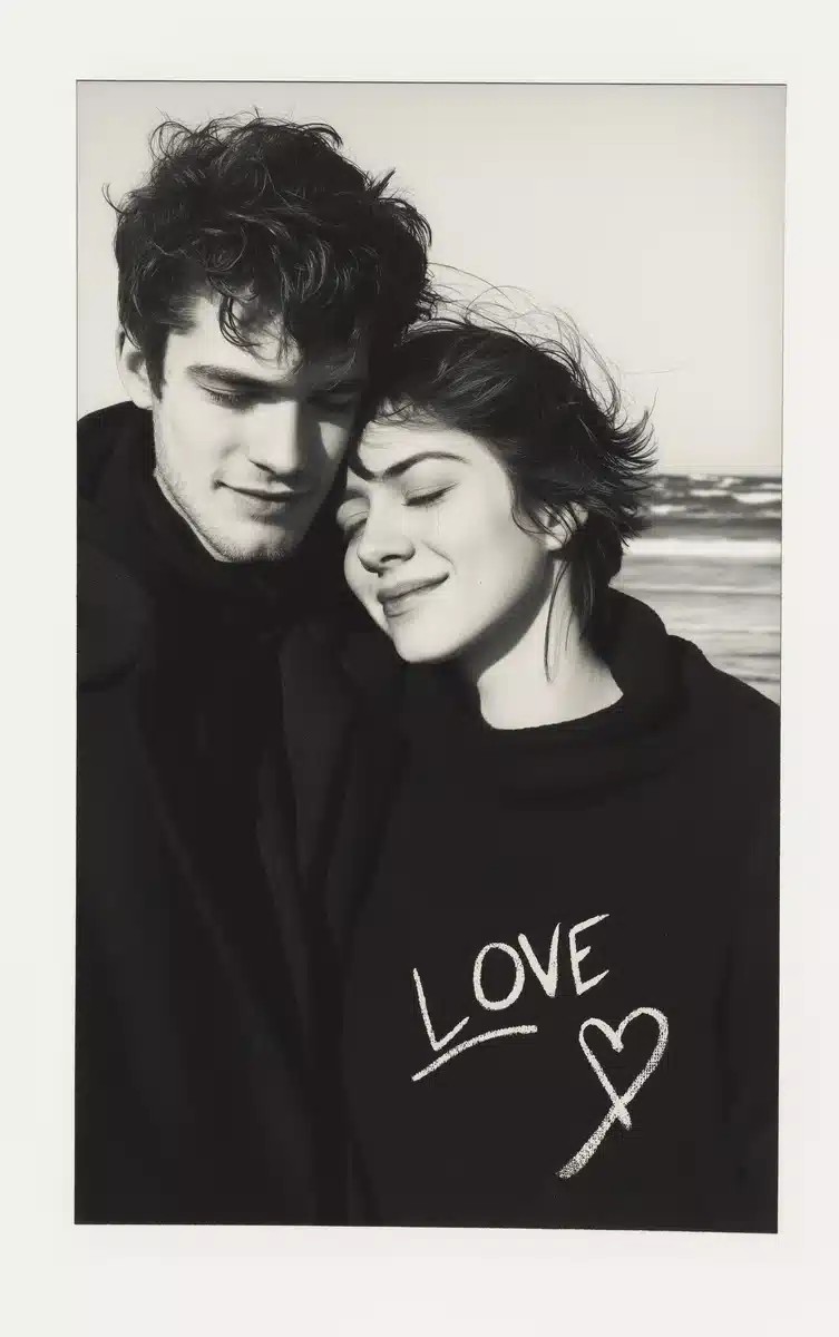 Polaroid Embrace with Heart