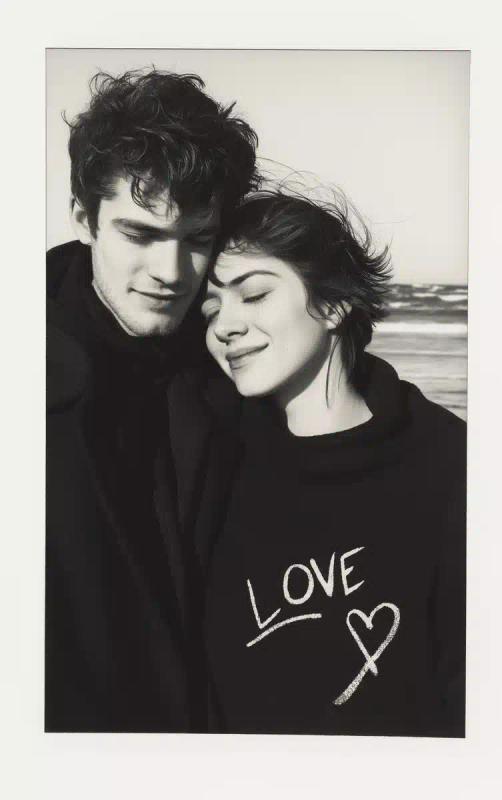 Polaroid Embrace with Heart