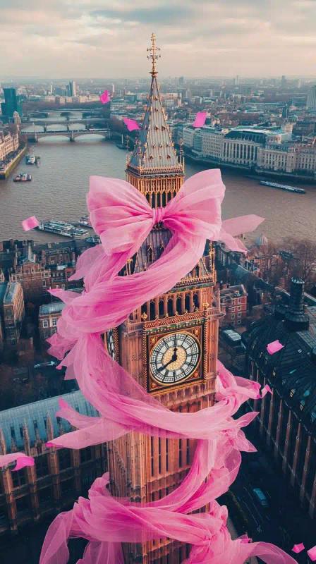 Aerial Big Ben with Ribbons