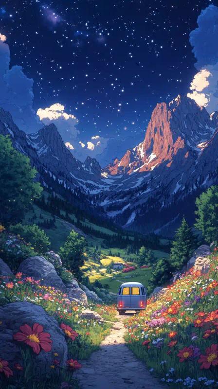 Ghibli-Inspired Night Landscape