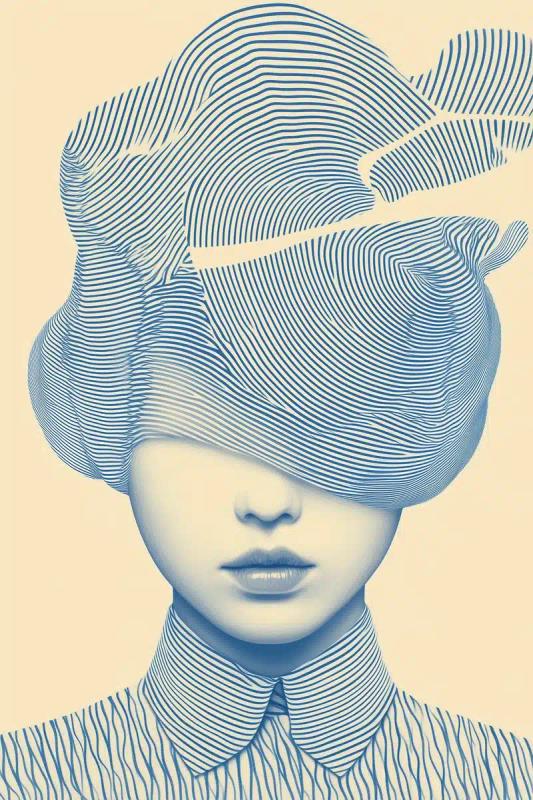 Surreal Woman with Line Hair
