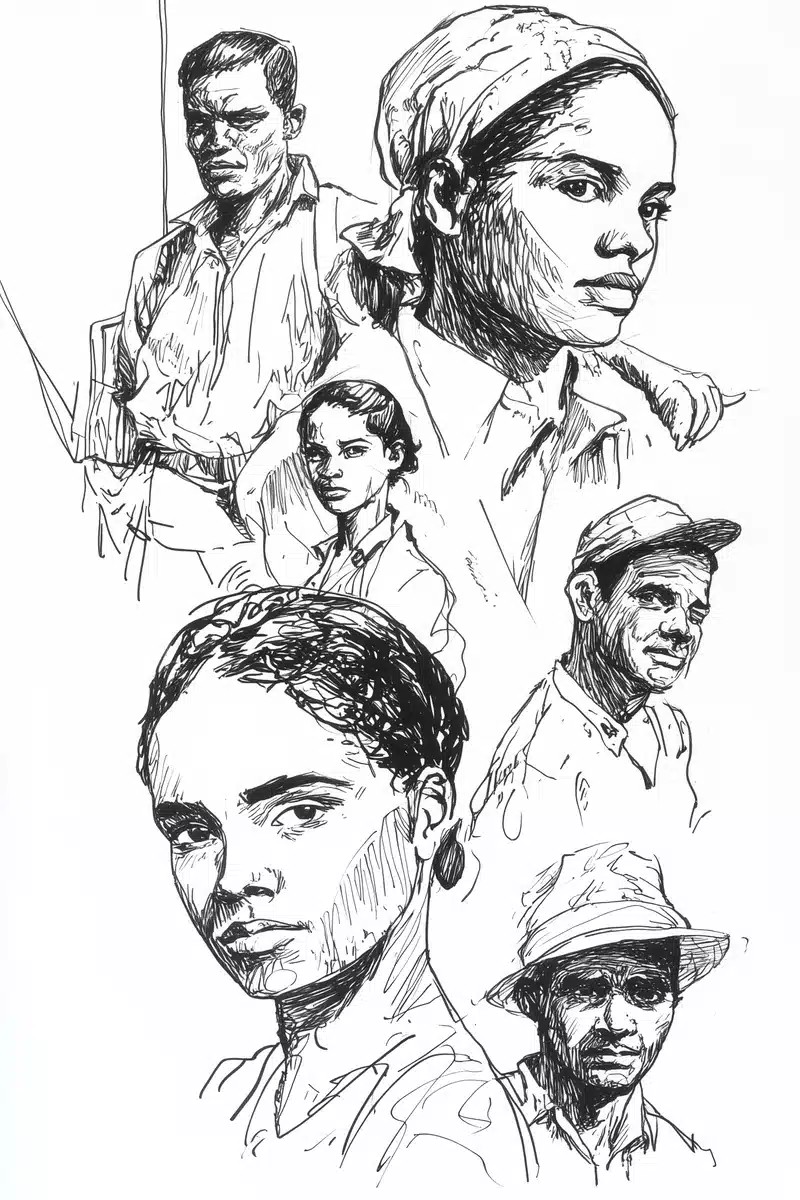 Cuban Refugees Pen Sketches