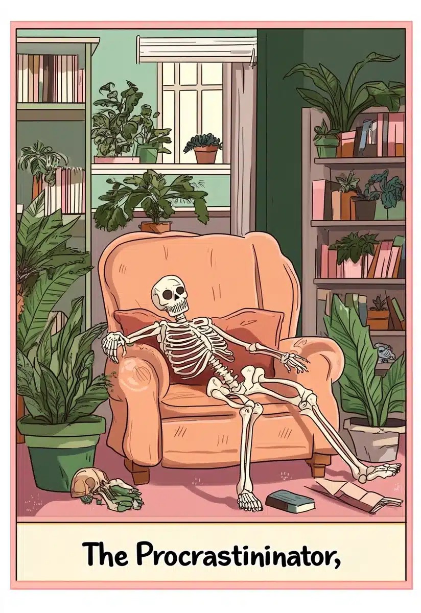 Playful Tarot Procrastinator Illustration