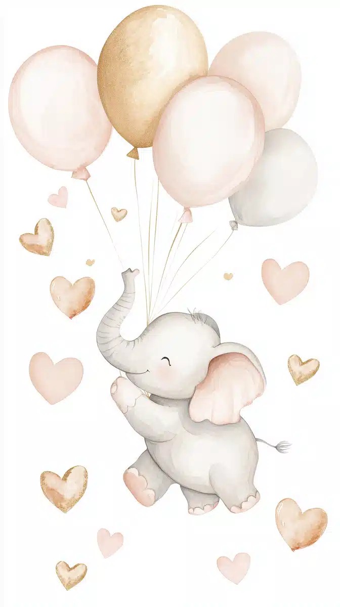Watercolor Baby Elephant Balloons