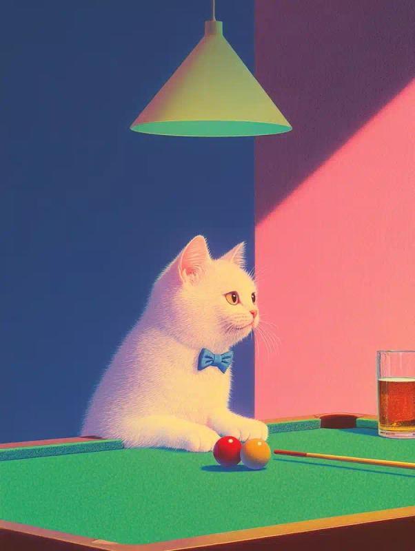 Kitten Pool Game Art Deco