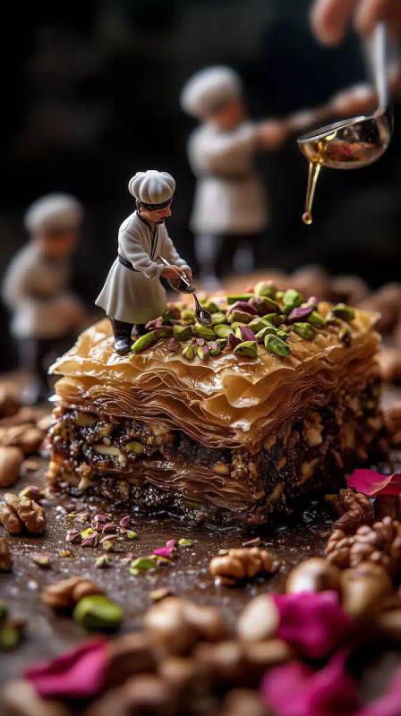 Miniature Bakers with Baklava