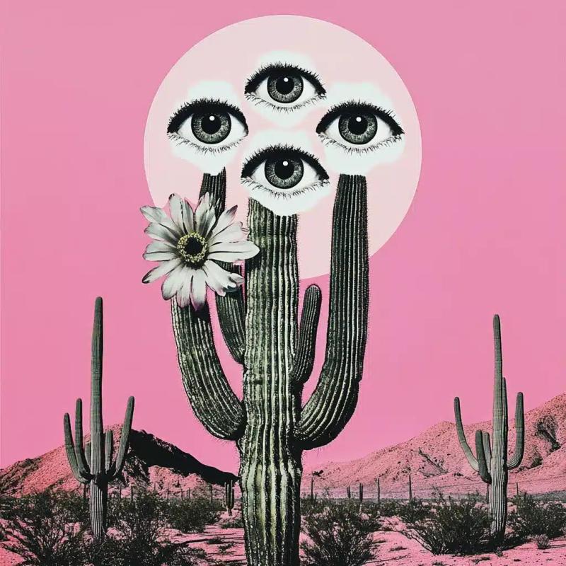 Byzantine Cactus Collage Art