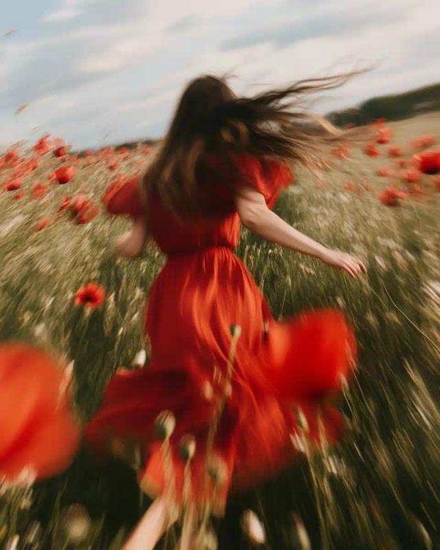 Blurry Girl in Poppies