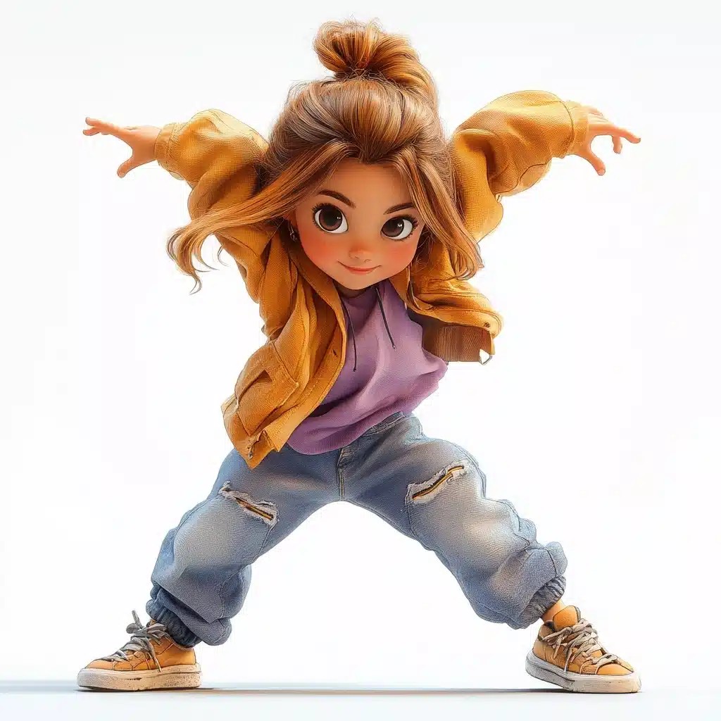 Surreal Breakdancing Girl 3D