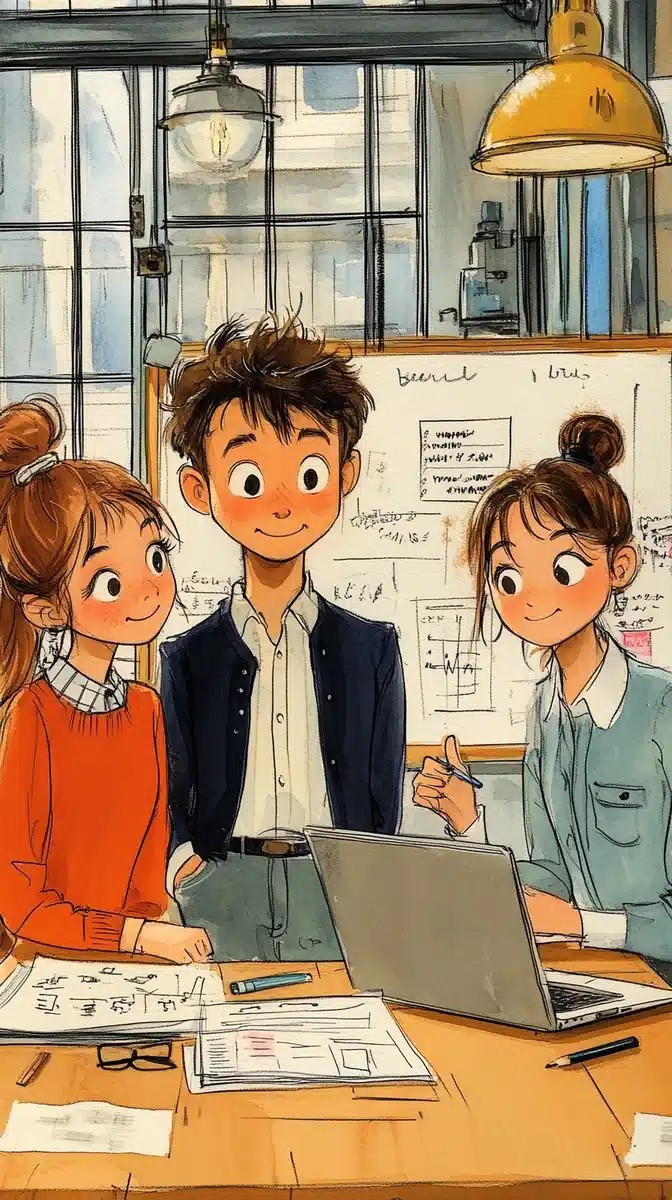 Hand-Drawn Entrepreneurs in Workspace