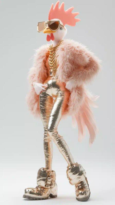 Fashionable Chicken 3D Render
