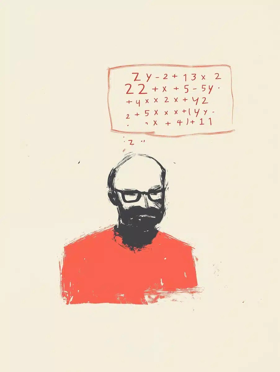 Confused Man with Equations