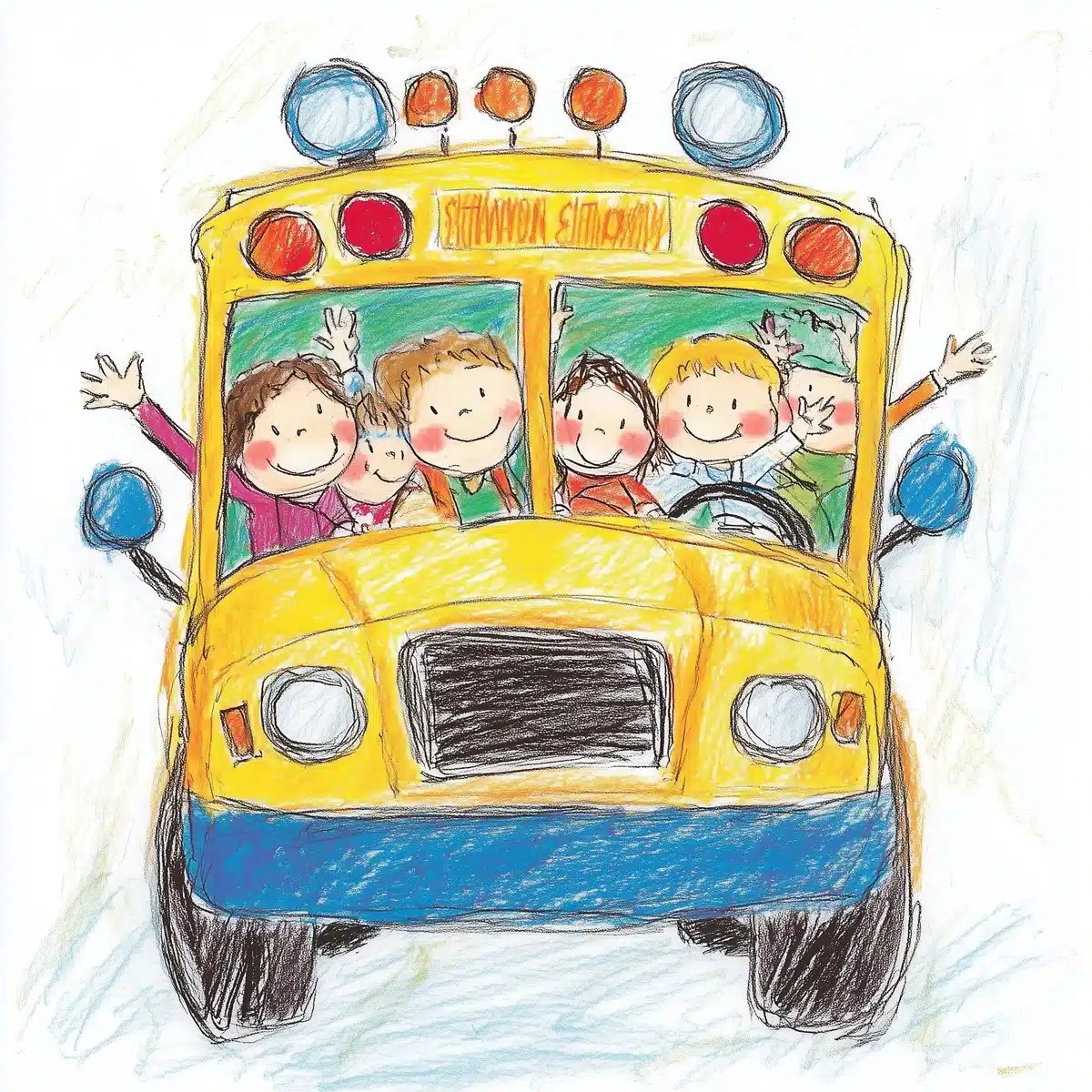 Playful Crayon School Bus