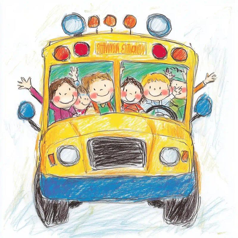 Playful Crayon School Bus