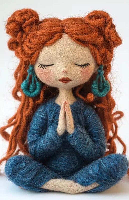 Wool Doll Meditating Blue