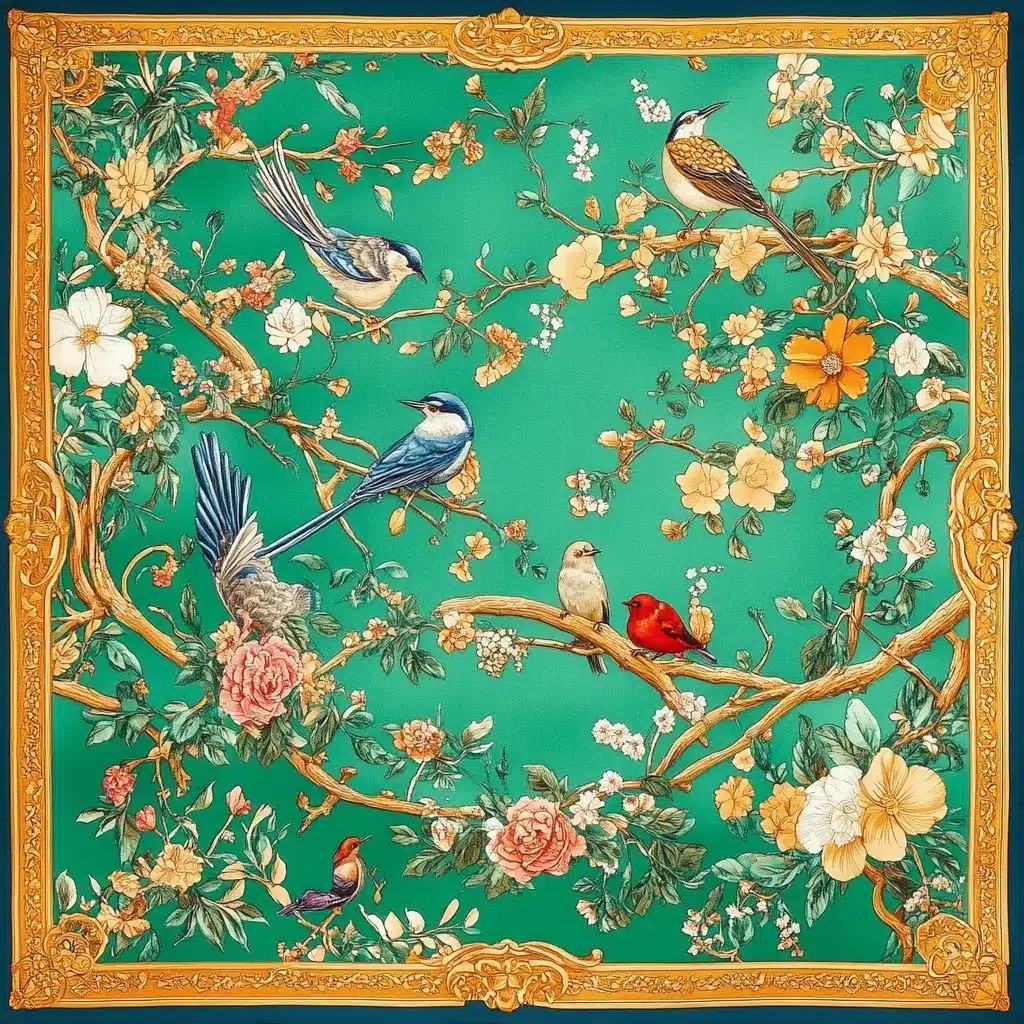 Korean Graphic Silk Scarf