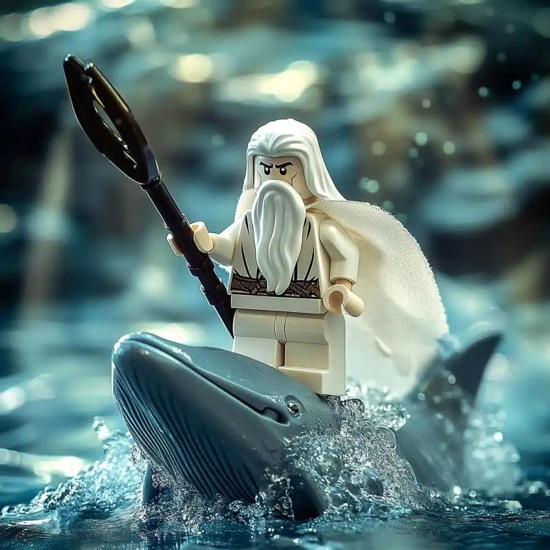 Lego Saruman on Whale