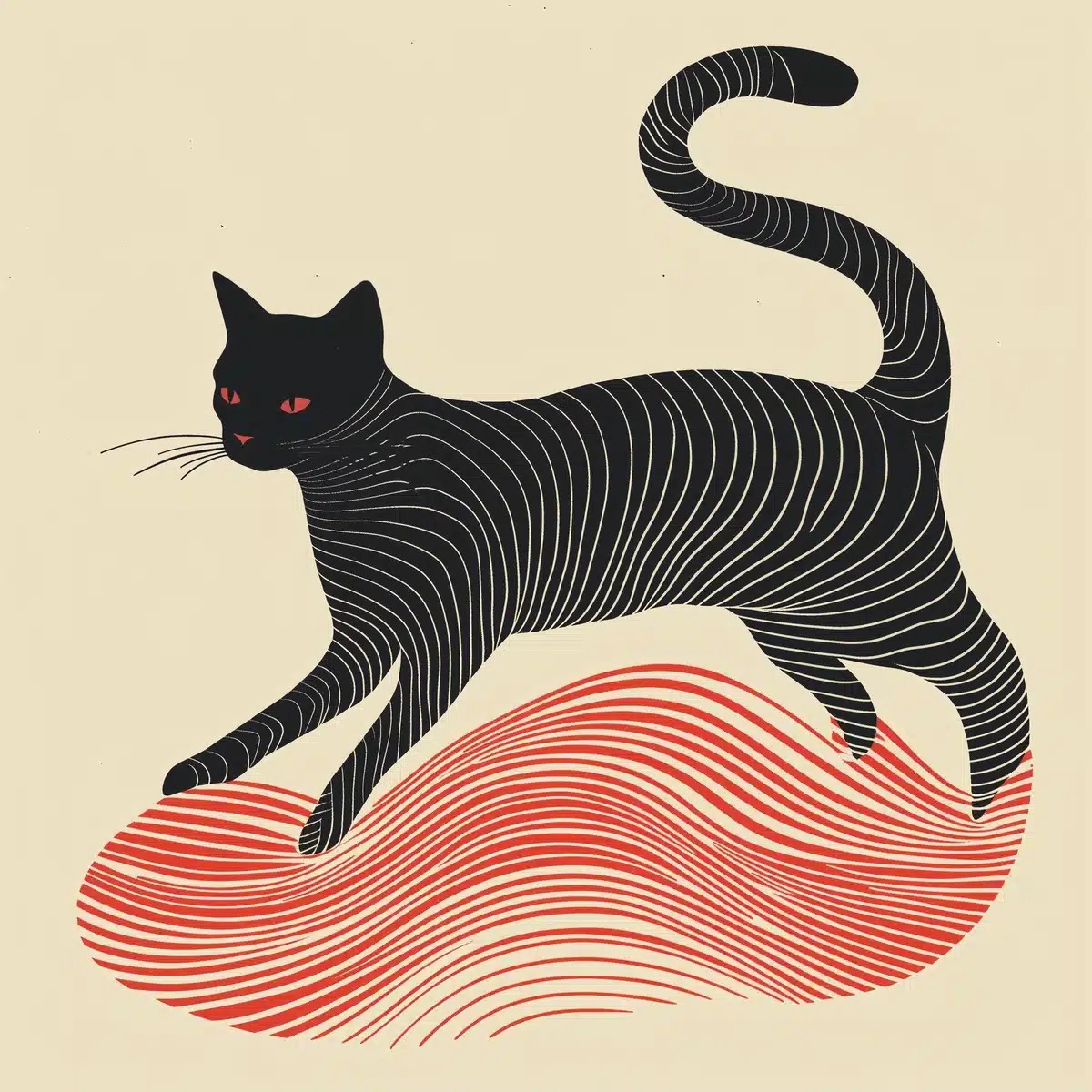 Surreal Cat in Graphic Style