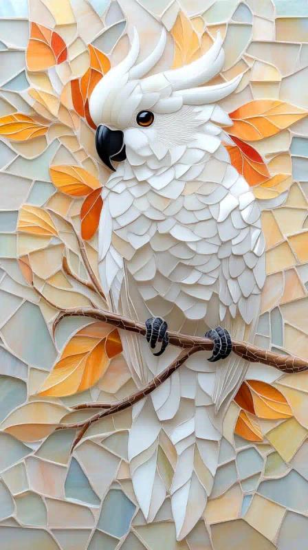 Mosaic Cockatoo in Stained Glass
